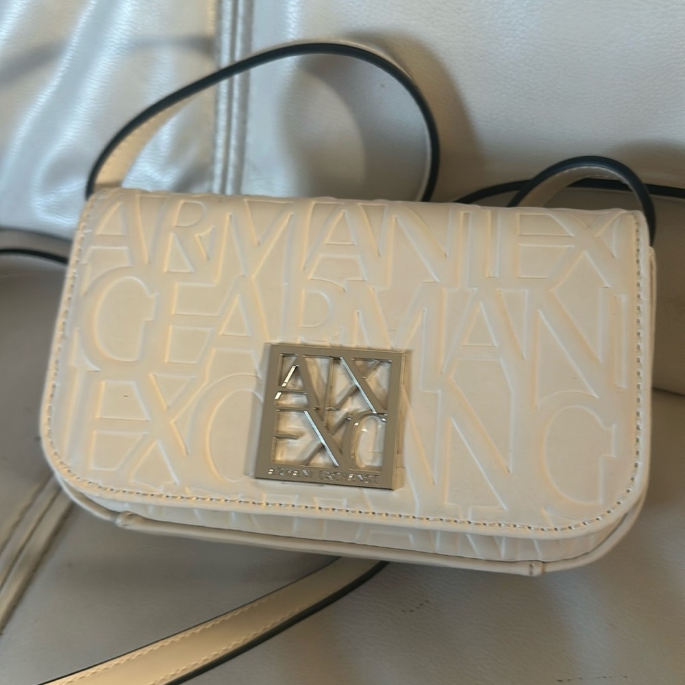 Armani Exchange white clutch